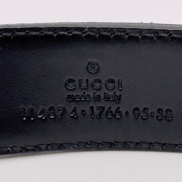 New Gucci GG Canvas Leather Belt Interlocking G Black Size 95/38 Unisex 1.2” main image 4